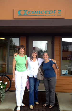 KC Colt, Darlene Brennan and Dena Hirchak in front of Concept2