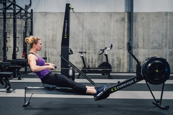 Athlete rowing an Ergathlon