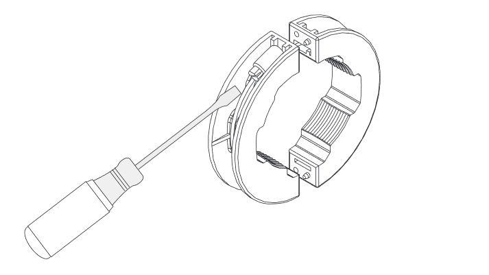 Tighten the band clamp that is around the collar with a standard flathead screwdriver.